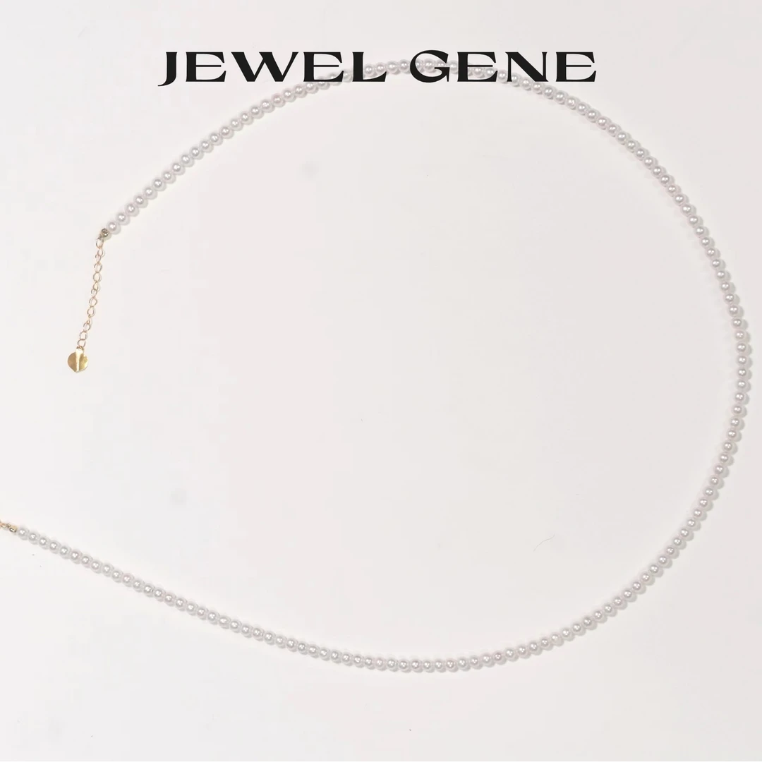 珠记珠宝 珠宝级天然淡水珍珠小米珠项链18K金3-4mm