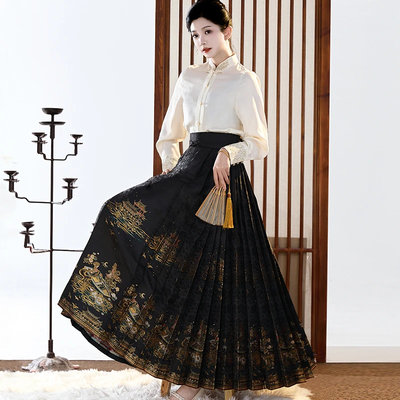 【醉梦星河】丑乖汉馥仿妆花七对褶带口袋马面裙秋冬明制汉服半身裙