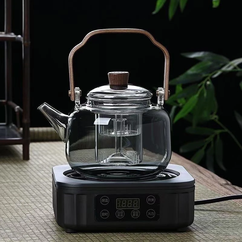 高硼硅耐热玻璃蒸煮提梁壶煮茶壶泡茶壶蒸茶壶一壶多用