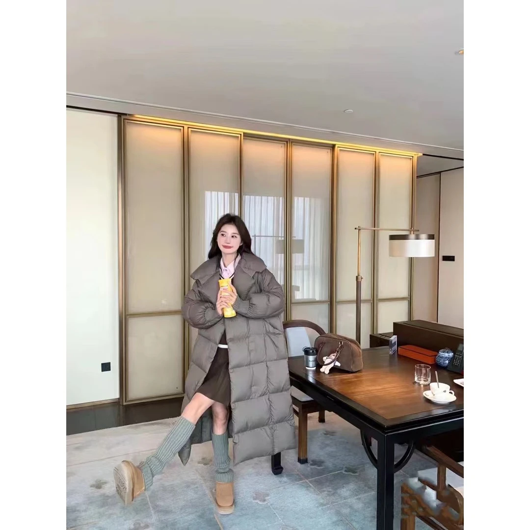 时尚新款长款羽绒服冬季必备5004网红韩版翻领加厚百搭