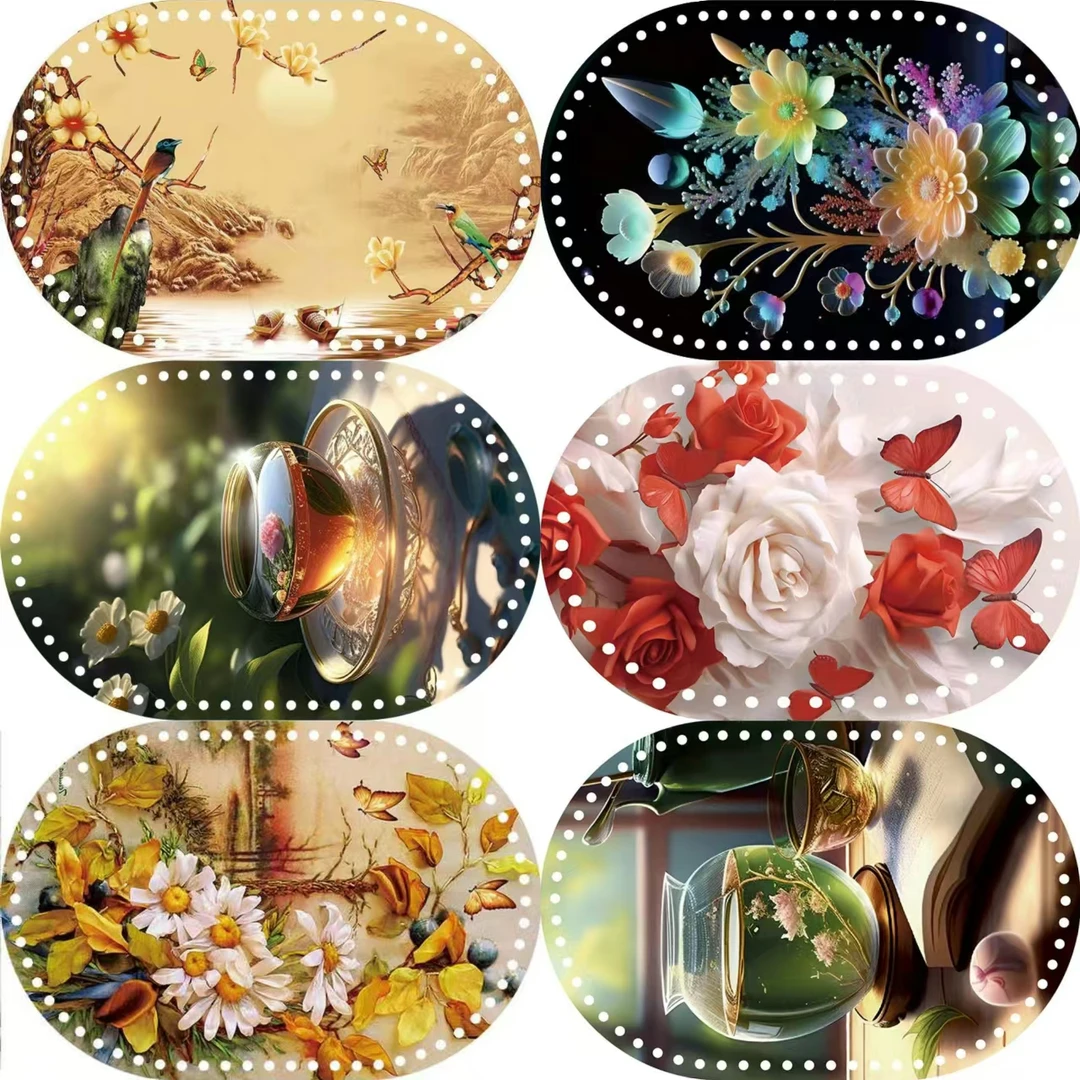 拍5送1 椭圆形双面亚克力底板diy亚克力打孔水晶板手工编织底板