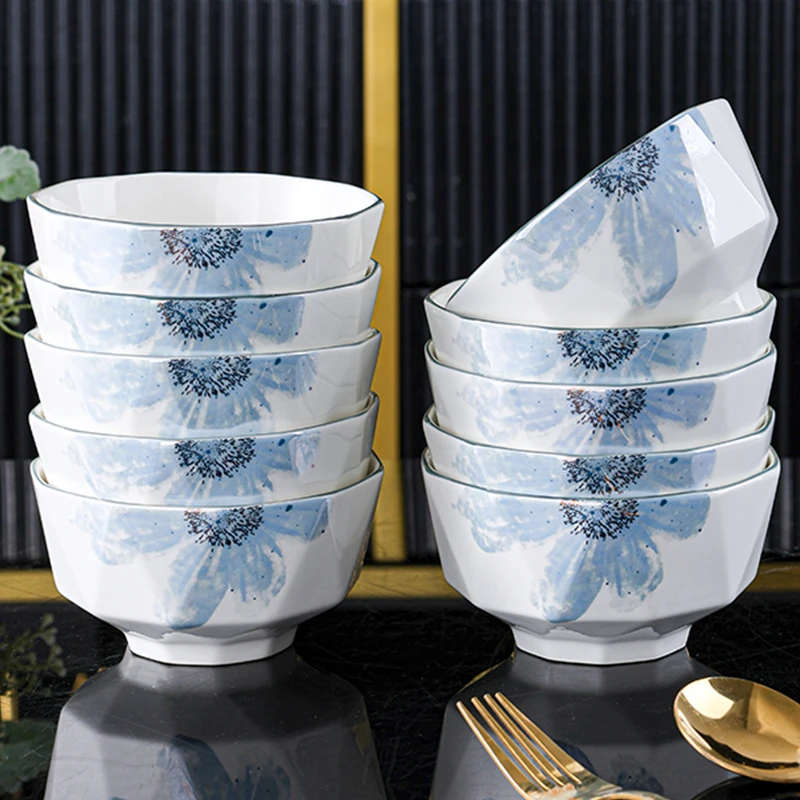 10只星空大海碗家用米饭碗4.5英寸吃面碗加厚防烫北欧风喝汤碗