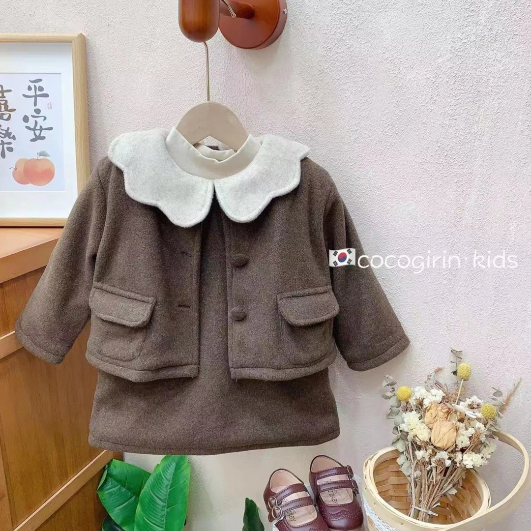 韩系童装女童洋气套装秋装儿童小香风外套背心裙宝宝两件套22687