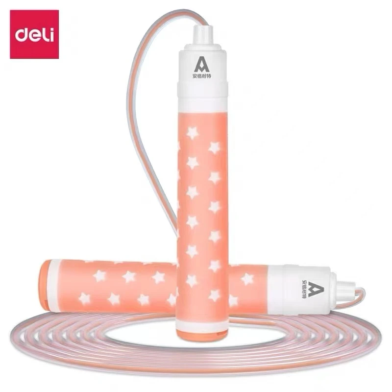 得力安格耐特F4008荧光PVC跳绳 2.6m包胶手柄学生成人健身跳绳