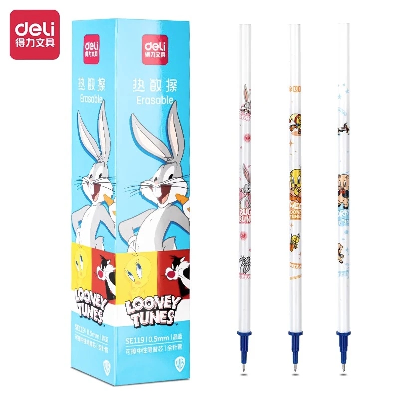 得力SE119兔巴哥可擦中性笔替芯 0.5拔帽热敏擦魔易擦笔芯全针管