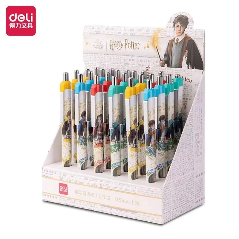 得力SF112哈利波特按动速干子弹头中性直液笔0.5黑
