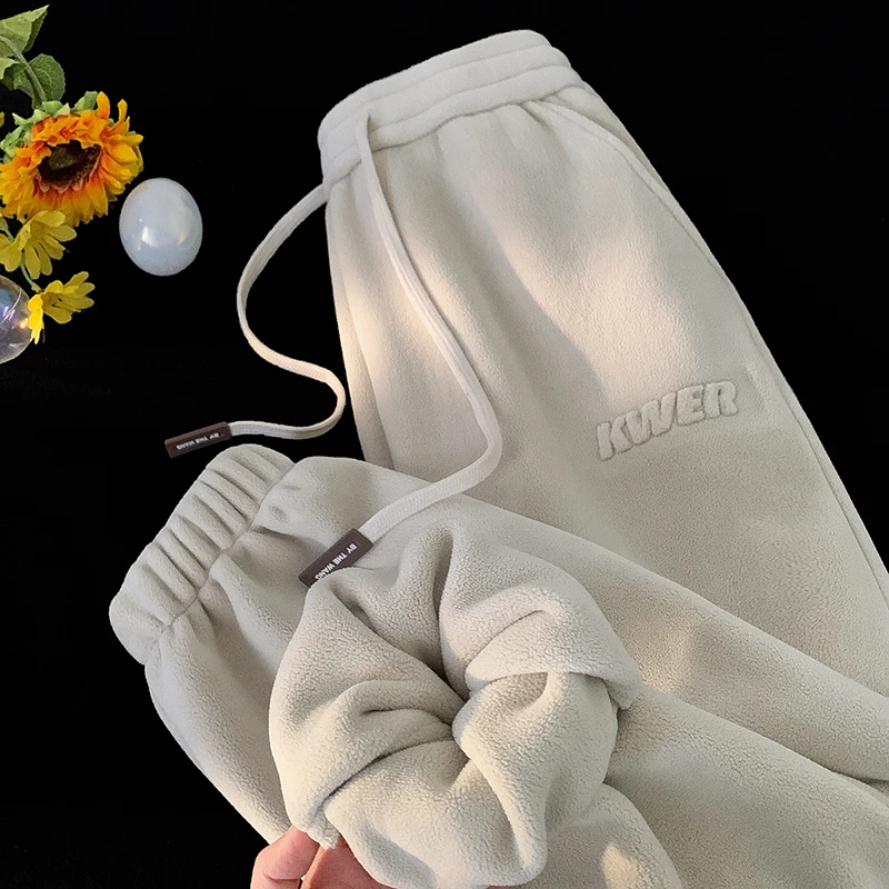 双面加绒加厚束脚裤子男秋冬款潮牌痞帅炸街美式复古宽松休闲卫裤