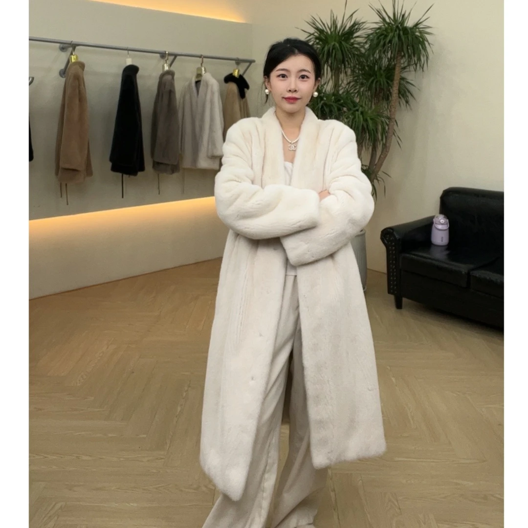 【梵诺莎】21165 海宁进口紫标水貂皮草外套女貂皮大衣女整貂长款