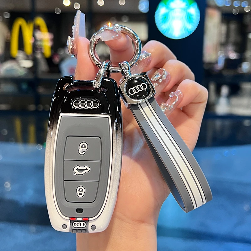 适用奥迪12/13/14/15/16/17/18年A6L/Q5/A4L汽车高级钥匙包套扣壳