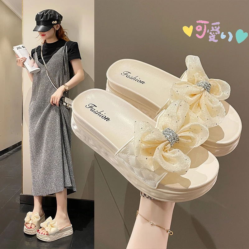 X707拖鞋女夏外穿2024年新款松糕厚底夏季凉拖鞋高跟一字凉鞋女