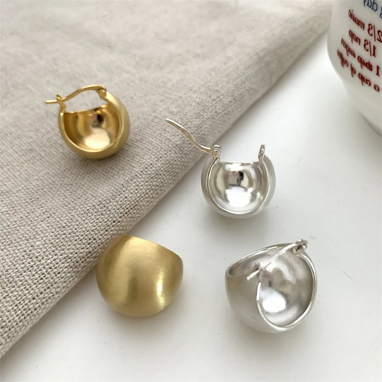 铜合金耳饰 拉丝金属耳环女小众个性简约ins百搭法式港风极简时尚