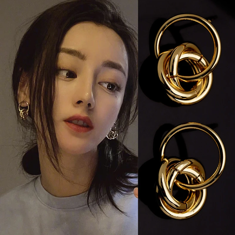 LIMENGNA/黎梦娜 铜合金耳饰 轻奢复古高级圆环耳钉女百搭简约ins