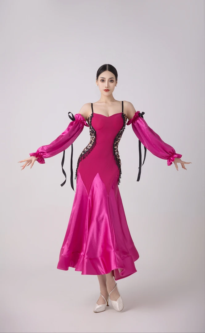 DZ鲸艺J136粉色摩登裙（包含袖套）
