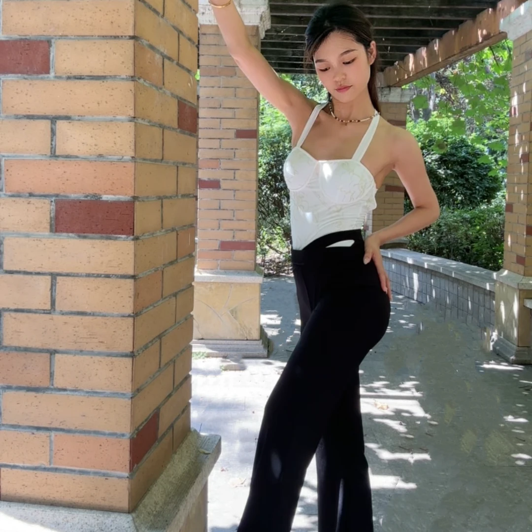 DZ四季新款高腰教师练功舞服显瘦喇叭裤时尚直筒阔腿运动夏季气质