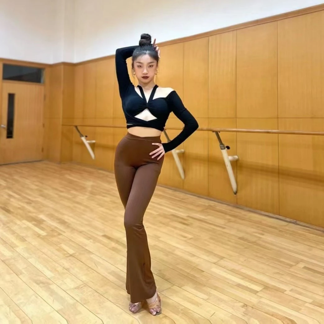 ELLA休闲训练女气质牛仔百搭两件高腰伦巴修身舞服套装E01＋E02