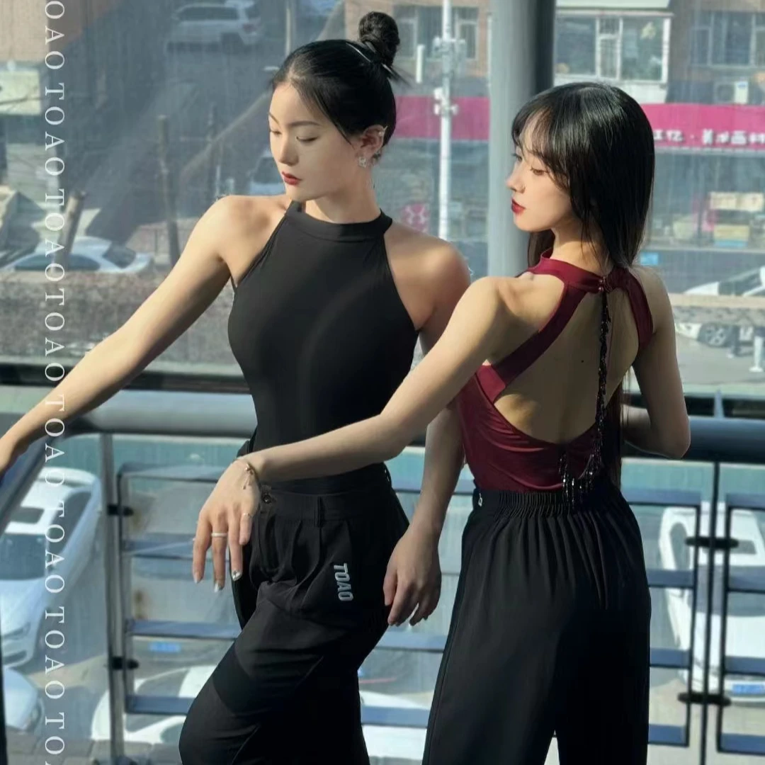 TOAO舞服两色珠管拉丁舞摩登舞吊带