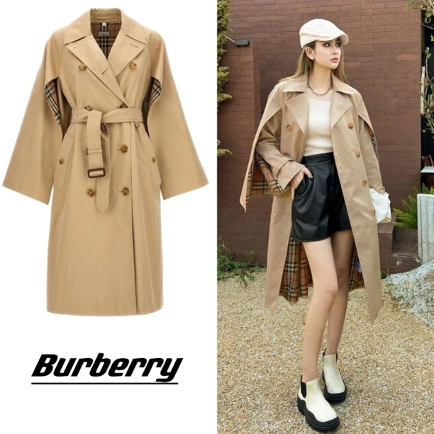 未使用 BURBERRY/博柏利 女士翻领斗篷披肩式风衣 WWC30006