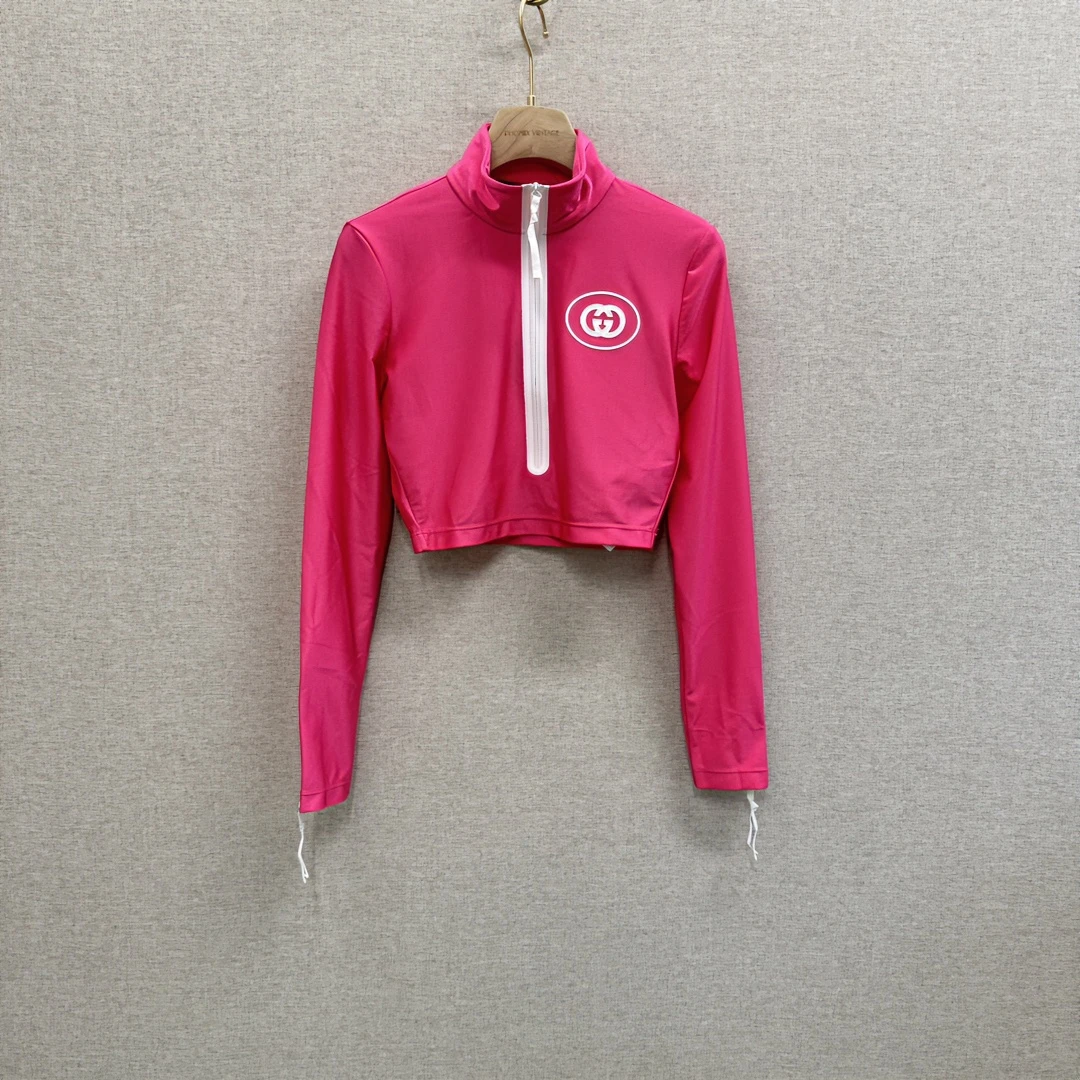 未使用 GUCCI/古驰 女士粉色开襟衫双G橡胶标/Wco30007
