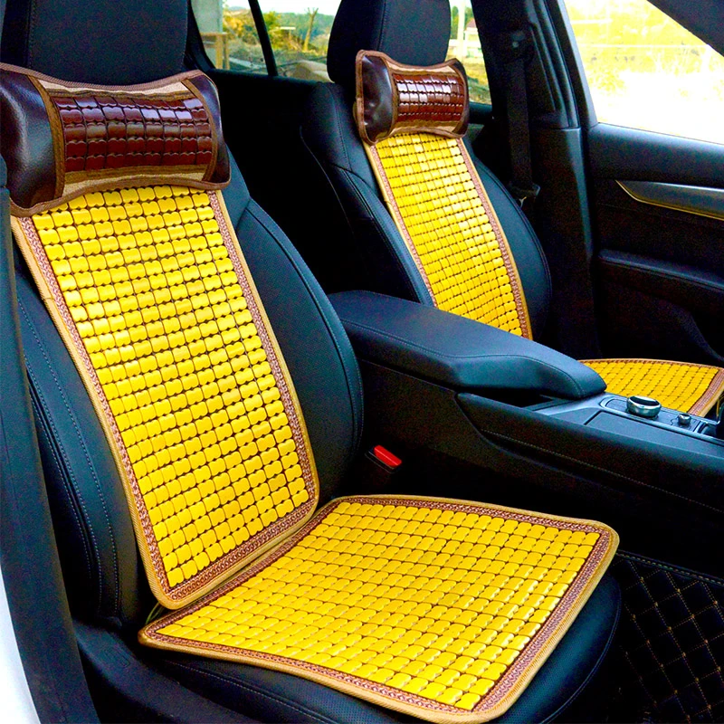 映月春夏季透气竹片汽车坐垫凉席工程车通用座垫靠垫