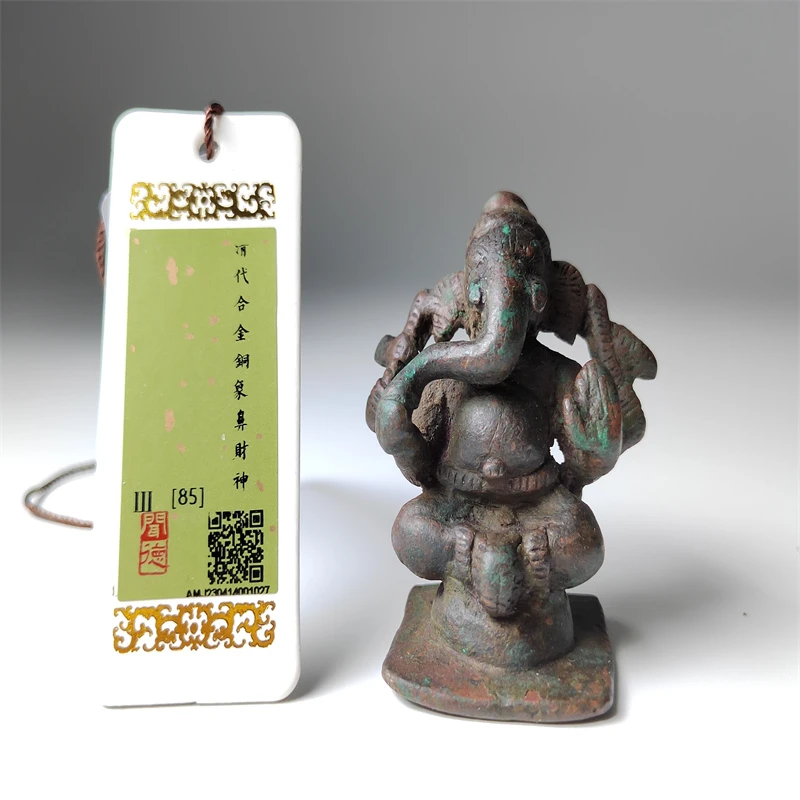 【华夏文物商店0054】[闻德评级]清代象鼻财神随身铜佛保真包老A-27