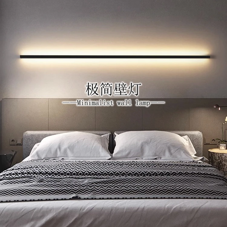 极简壁灯LED卧室床头灯护眼客厅背景墙灯简约北欧长条线条灯条形