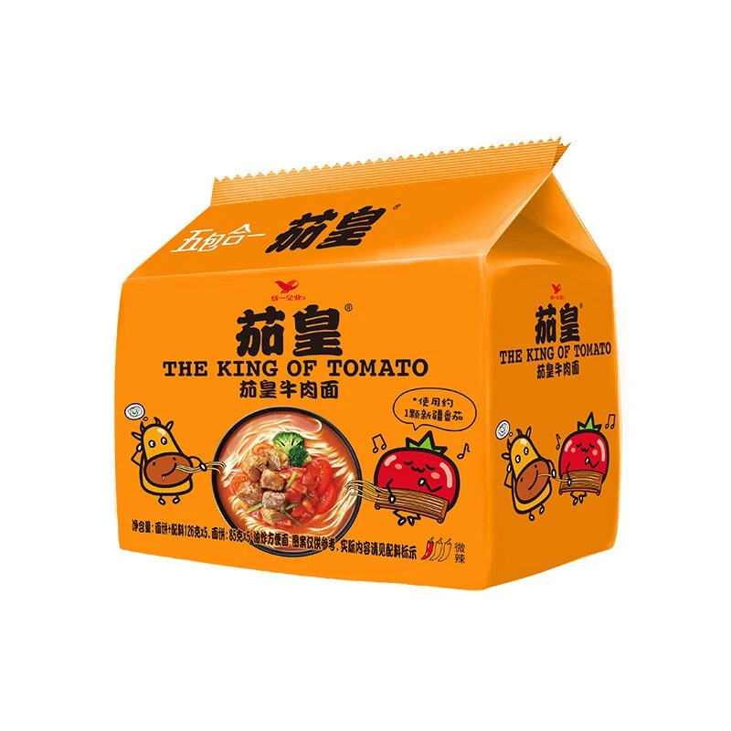 统一茄皇牛肉面五合一126g*5袋/包