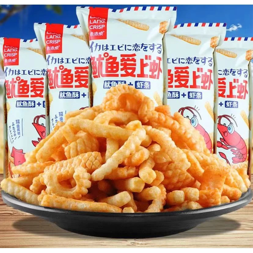 (小扬哥推荐)鱿鱼爱上虾条好吃酥脆零食追剧美食零食小吃休闲食品