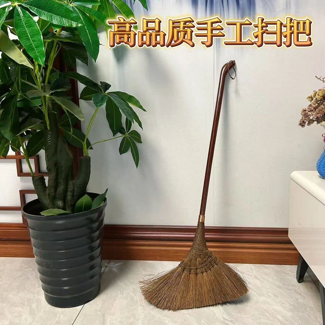 天然植物手工棕丝扫把家用高端红木棕丝扫把精致耐用环保防静电