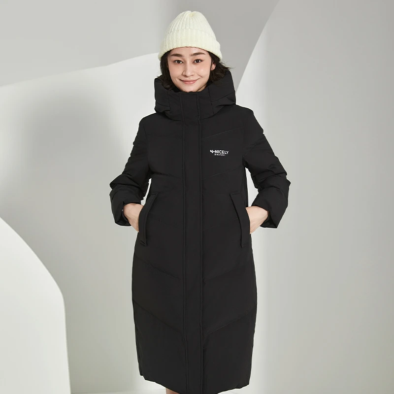 【薇薇i专属】时尚中长款连帽防风休闲加厚冬季羽绒服623682