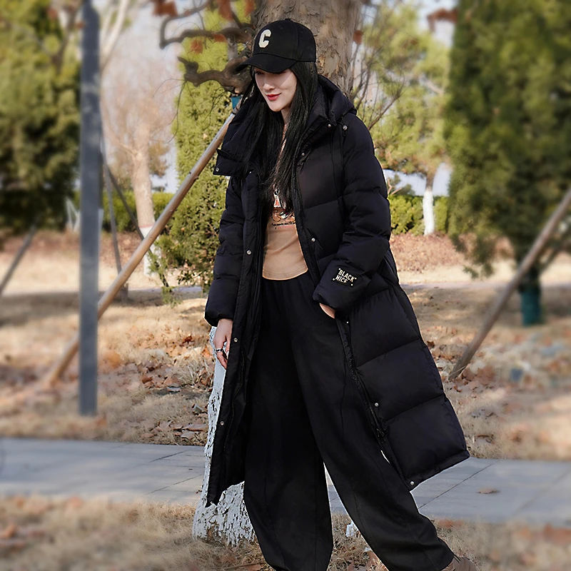 【达播1】女士连帽休闲宽松长款加厚冬季羽绒服623686