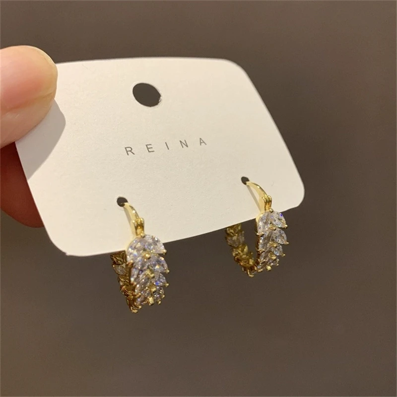 铜合金耳饰 AL4382高级感轻奢麦穗叶子耳圈气质精致