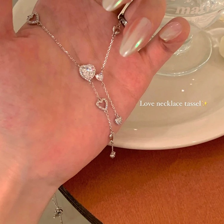 铜合金项链 AL4337气质爱心流苏轻奢小众颈设计感高级锁骨ins百搭