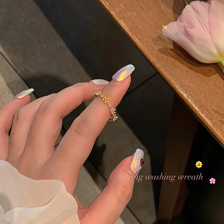 铜合金戒指 AL1817 仙气花朵戒指女小众设计高级感时尚个性食指戒