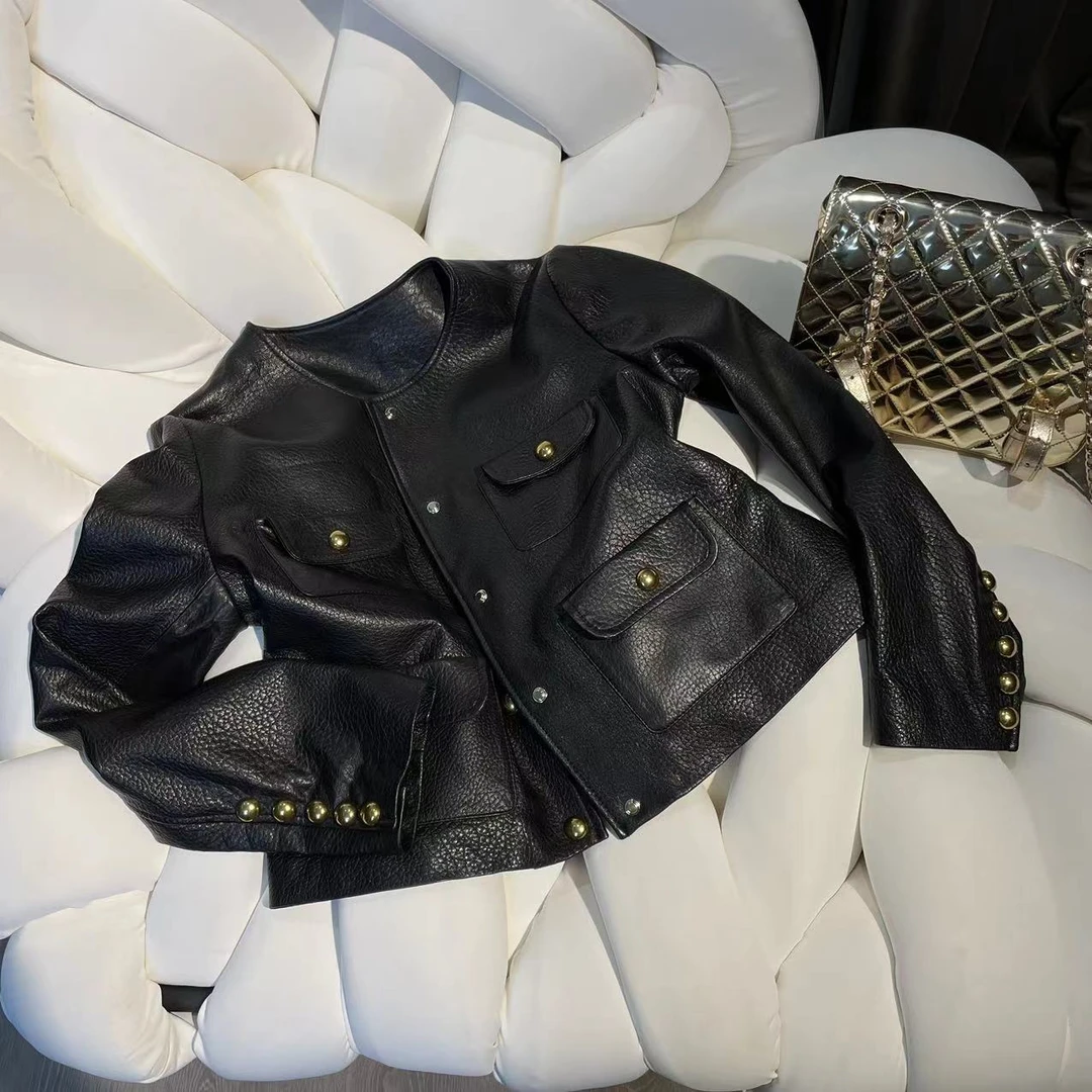 GULINA/娜姐 高级感泡泡绵羊皮休闲2024年冬季新款皮衣外套 P1121