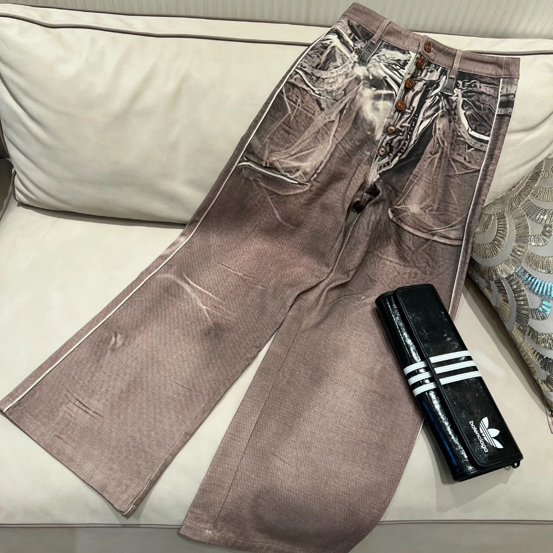 【娜姐推荐】新款水洗牛仔裤女时尚复古做旧高腰宽松休闲裤 813190