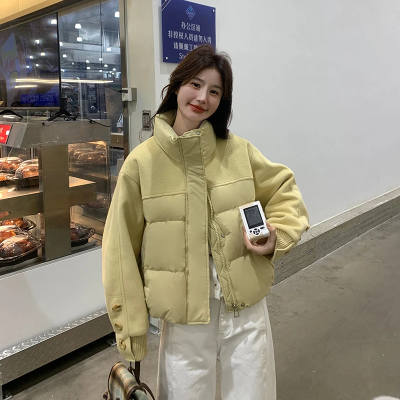 韩系ins立领短款羽绒服女冬季2024新款小个子休闲保暖白鸭绒外套