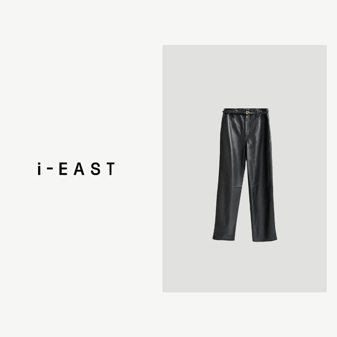 i-EAST 锁温秘籍~带腰带阔腿长皮裤-3D YZ2667
