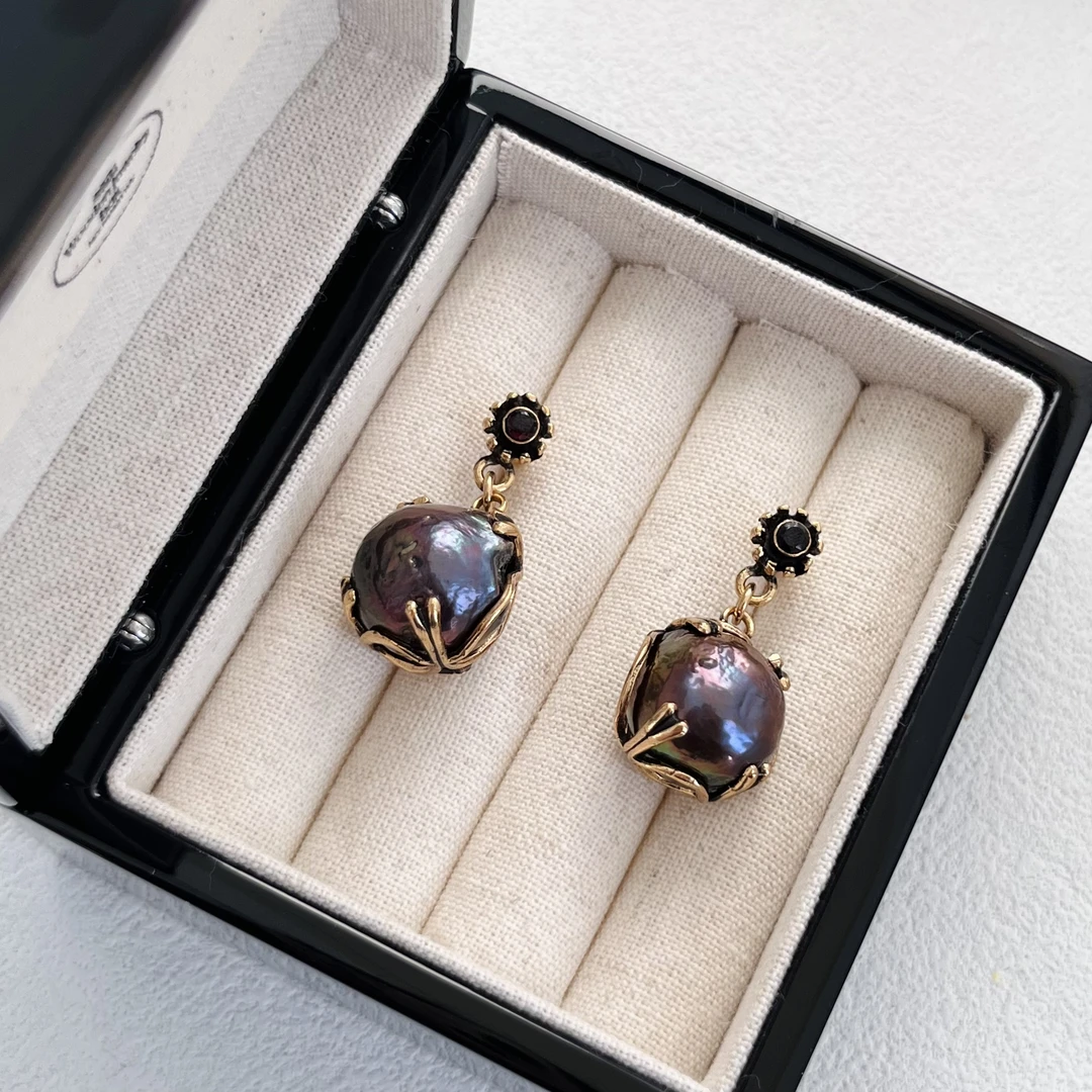 合金仿水晶耳饰 「Lily中古」 ML紫色耳钉