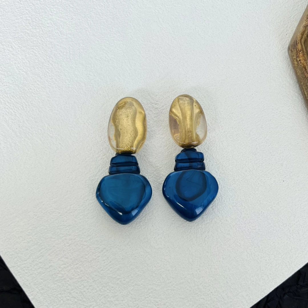 合金树脂耳饰 法产DM蓝色爱心耳夹