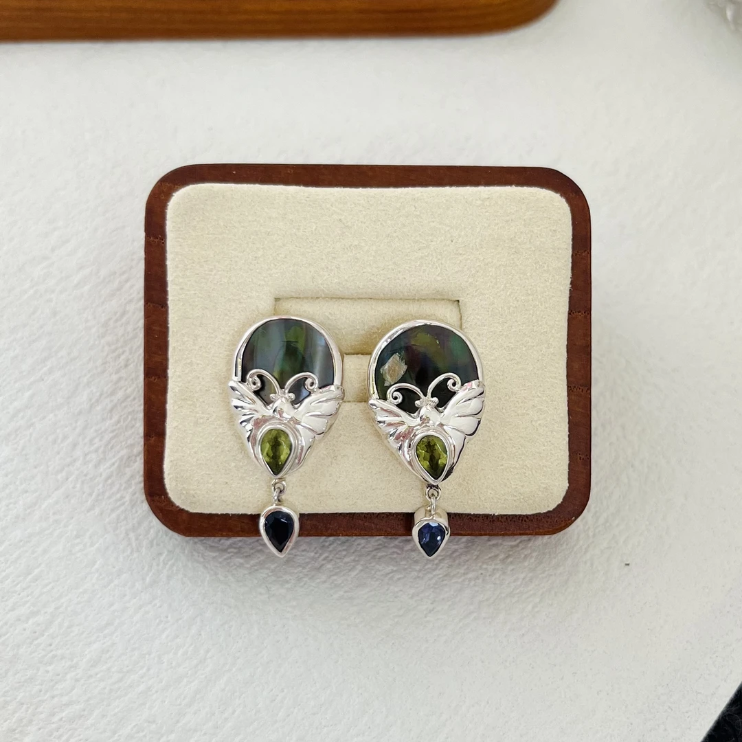 合金仿水晶耳饰 sajen黑色耳钉