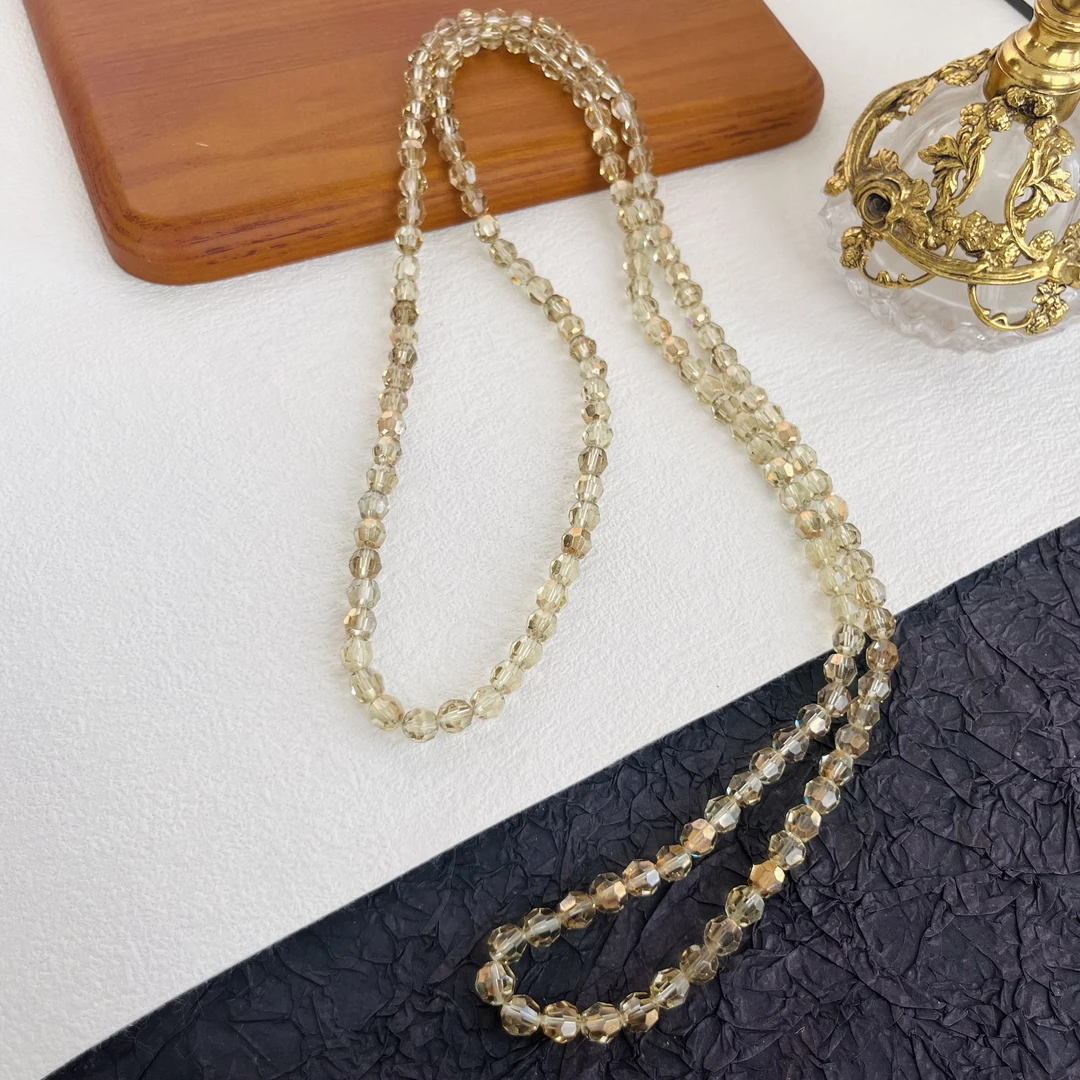 合金仿水晶项链 中古黄色项链