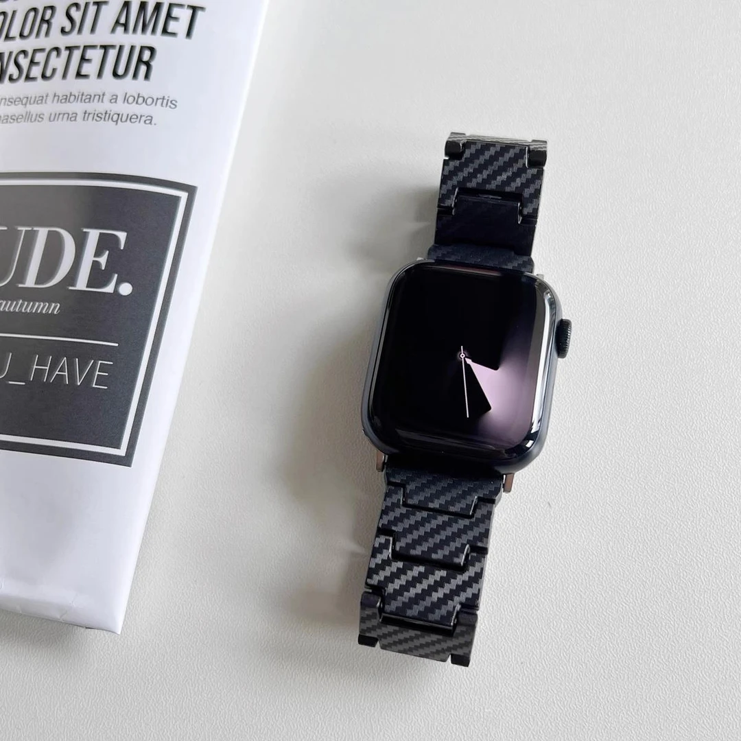 适用苹果手表带S9亚克力新款男女碳纤维纹iWatch87654321se手腕带