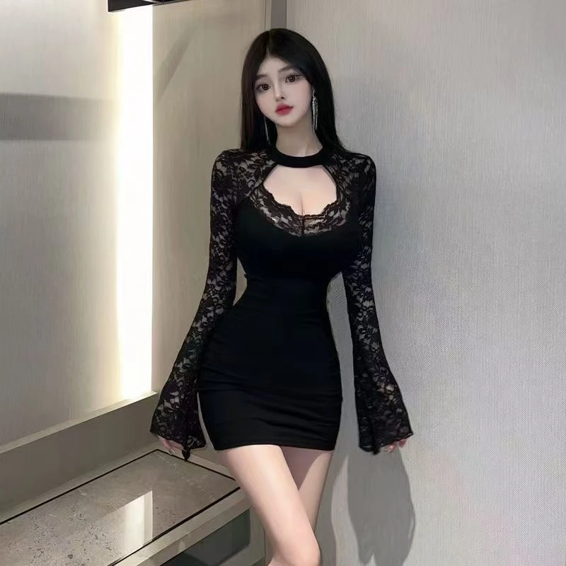 可可家洋蕾丝显瘦女神包臀连衣裙6933