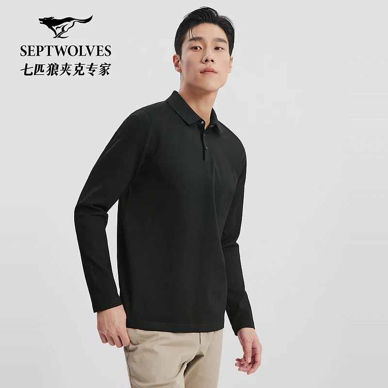 【七匹狼商旅多彩POLO衫休闲时尚户外秋季纯色长袖透气打底T恤5535