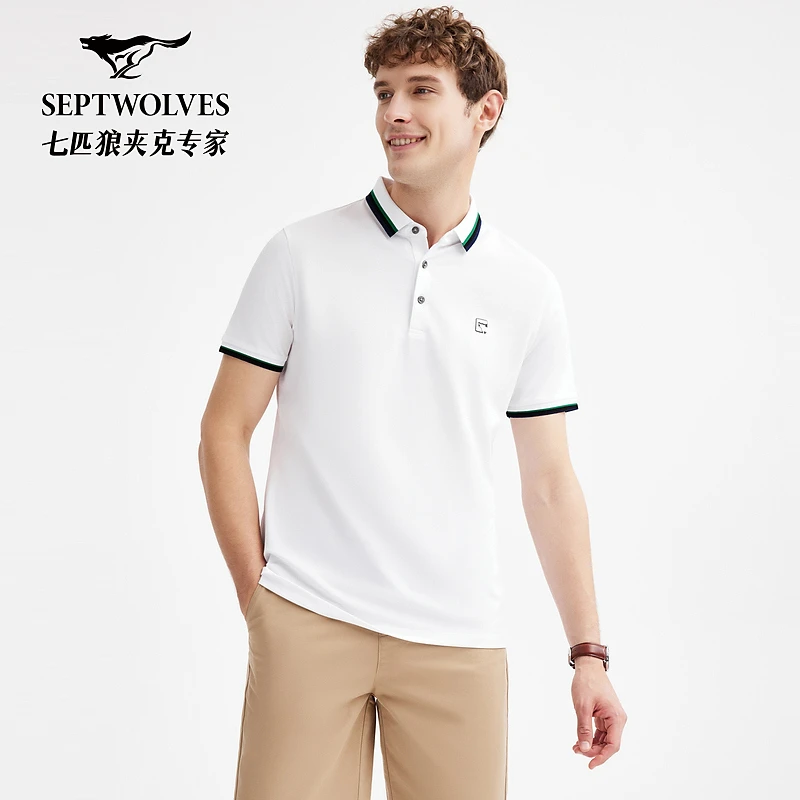 七匹狼男士商旅多彩POLO衫夏季男子短袖翻领针织透气POLO6042