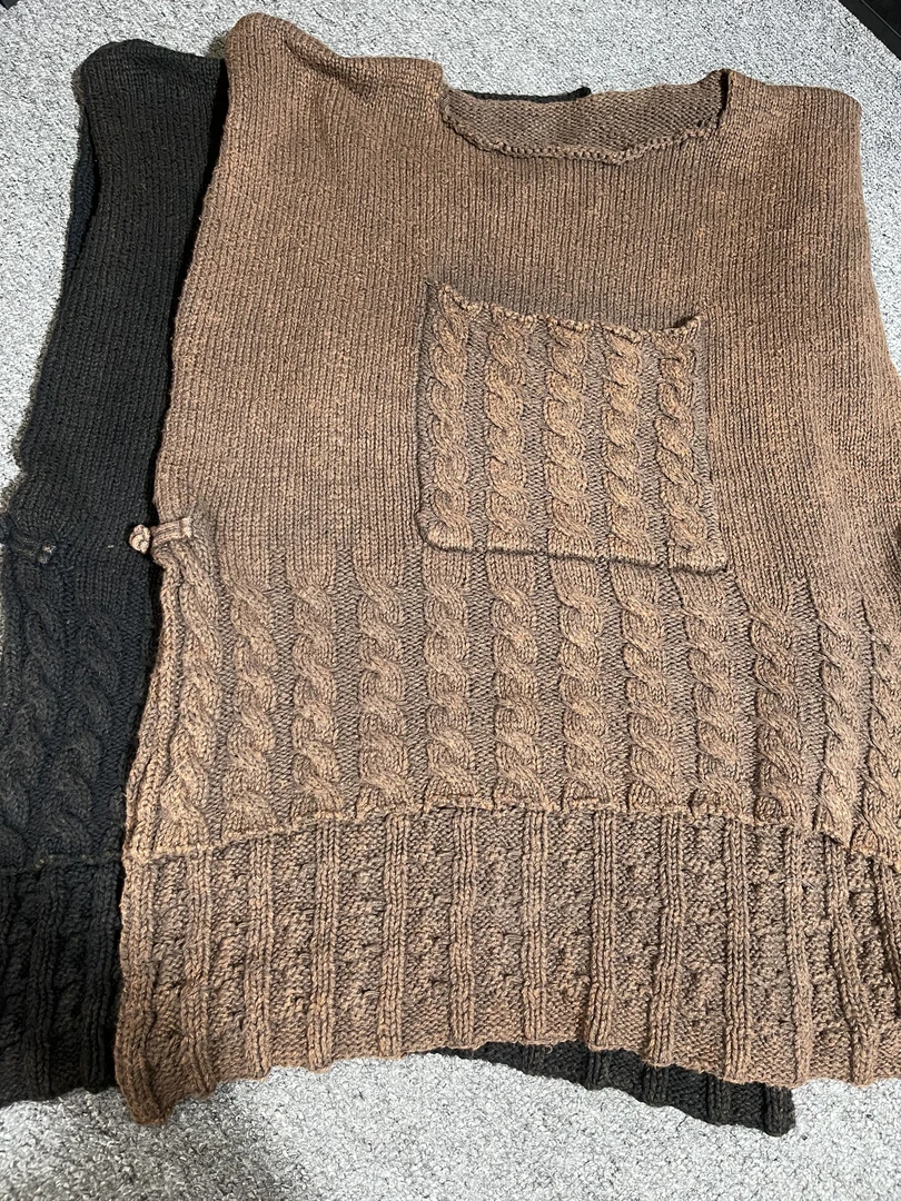 7888秋冬新款棉线棒针炒色两用款围巾盘扣马甲