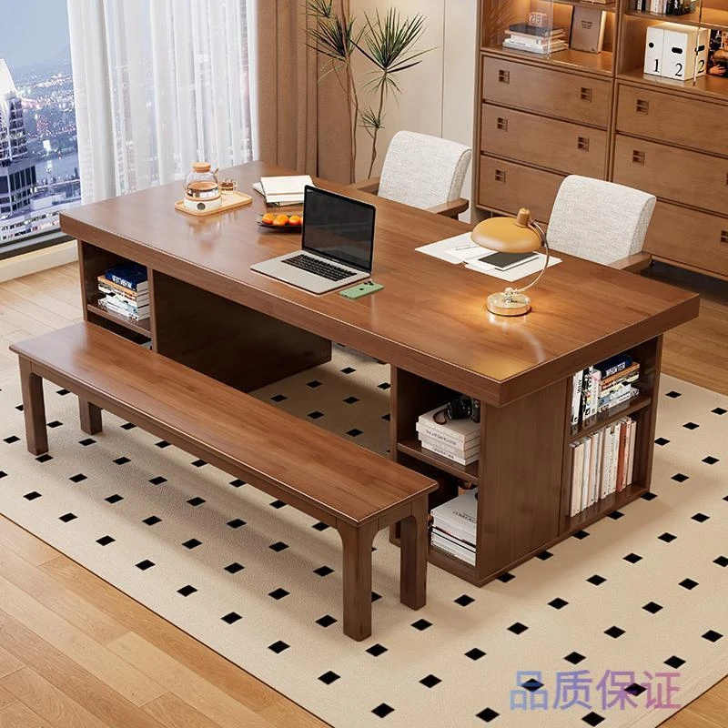 去客厅化大长书桌长方形大板桌家用收纳一体学习桌多人休闲阅读桌