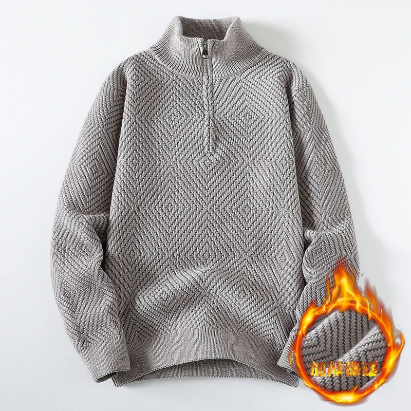 半拉链高领毛衣男秋冬季复古简约休闲男士宽松加厚保暖针织衫外套