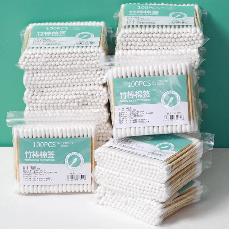 竹棒棉签双头竹木棒化妆用棉棒棉花掏耳朵圆头一次性卸妆棉签清洁