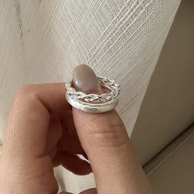 925银戒指 韩版扭线拉丝戒指韩国风时尚质感款复古指